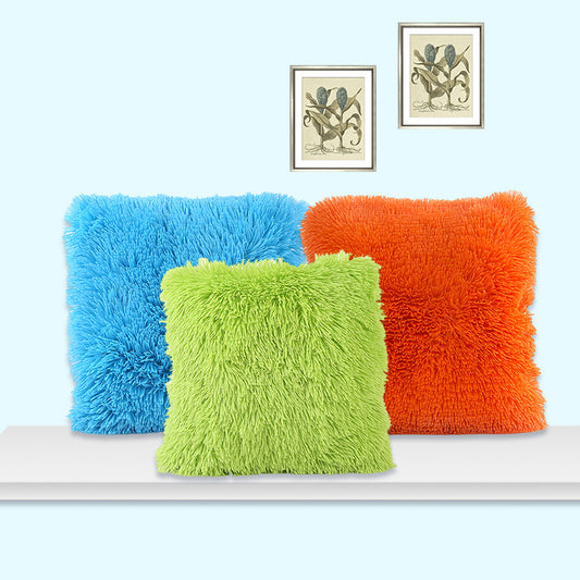 Living Room Bedroom Sea Velvet Solid Color Cushion Cover