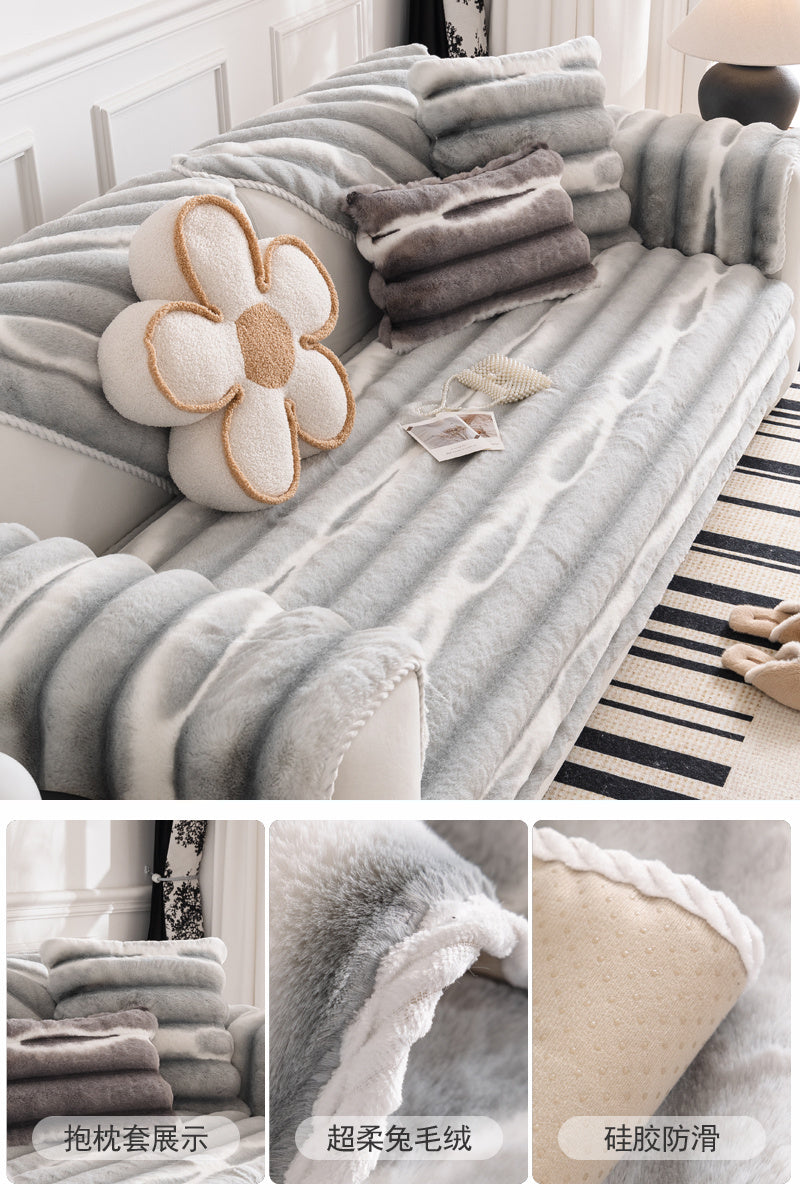 Rabbit Plush Sofa Cushion Non-slip Thickened Cushion
