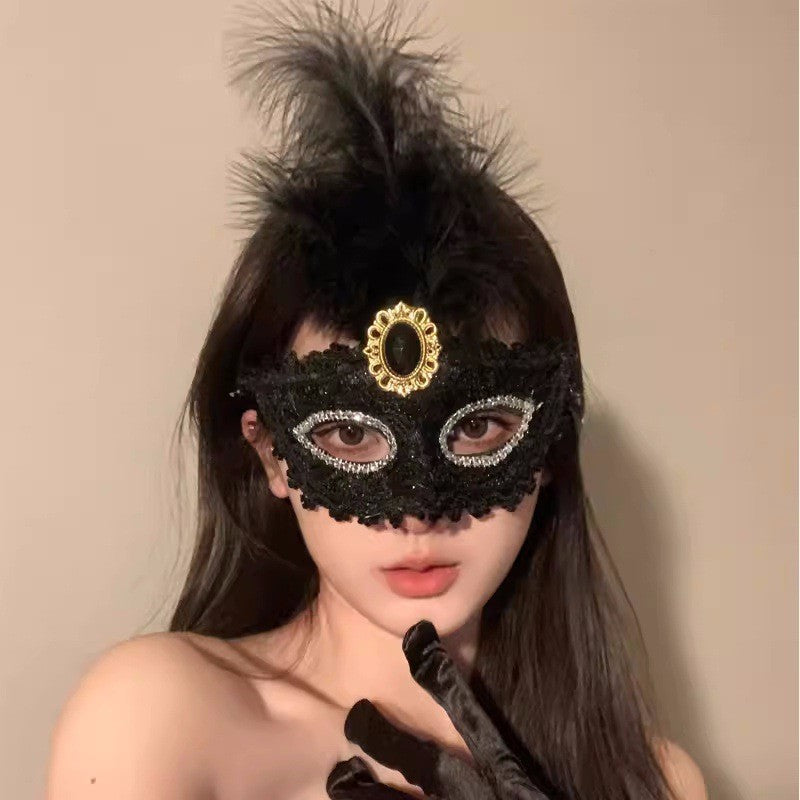 Halloween Half Face Mask - Werewolf White Design