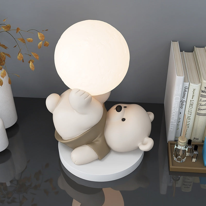 Premium Cute Bear Night Light - Resin Home Decoration Bedroom Bedside Lamp