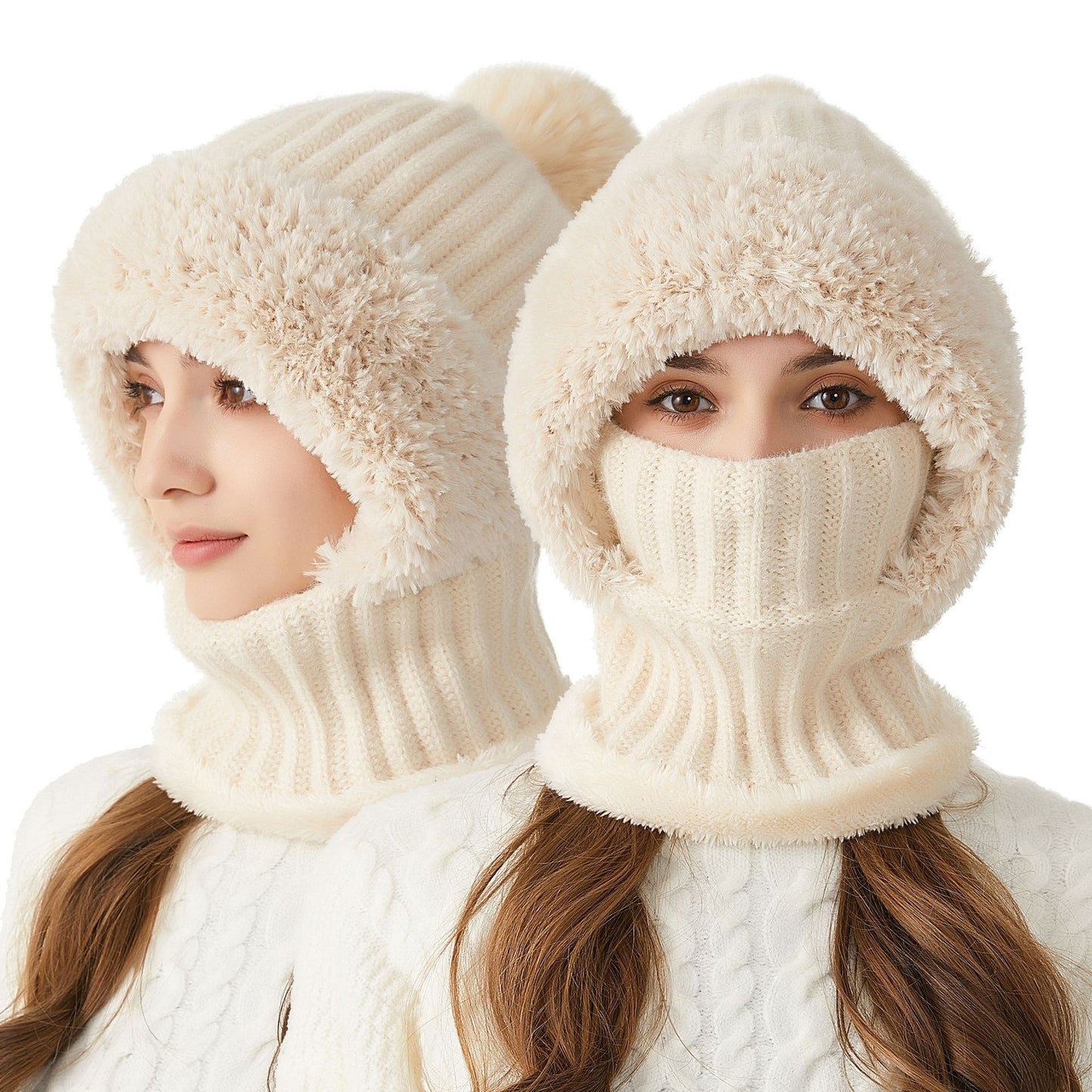 Autumn Winter Color Matching Plush Peaked Cap - Fashion All-Match Warm Hat
