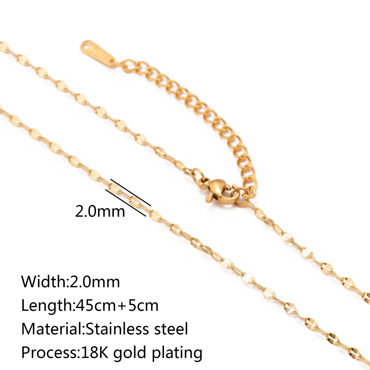 Stainless Steel Vacuum Vapor Plating 18K Gold Color Protection Lip Chain