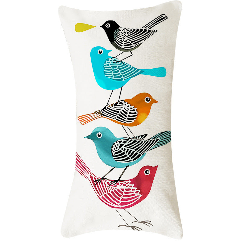 Country Pastoral Flower And Bird Cushion Cotton And Linen Pillowcase