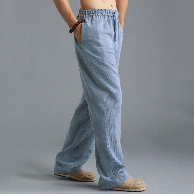 Men's Breathable Linen Casual Sports Pants - Loose Fit Summer Trousers