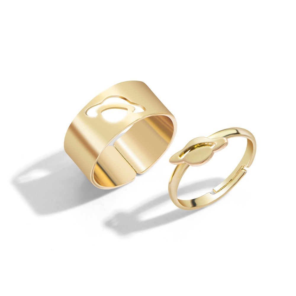 Hot Selling Creative Personality Butterfly 2-Piece Ring Set - Punk Style Couple Rings
