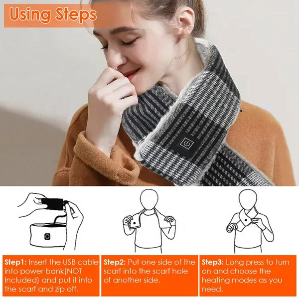 USB Electric Heated Scarf - Winter Neck Wrap with Heating Technology