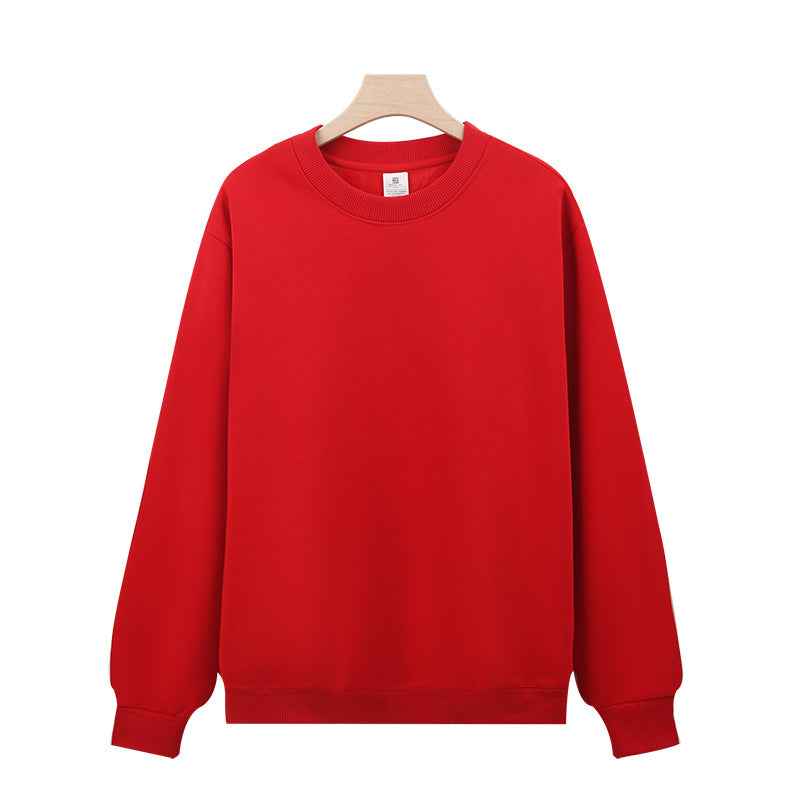 Heavy Chinese Cotton Round Neck Sweater Solid Color Korean Style Loose Casual Long Sleeves