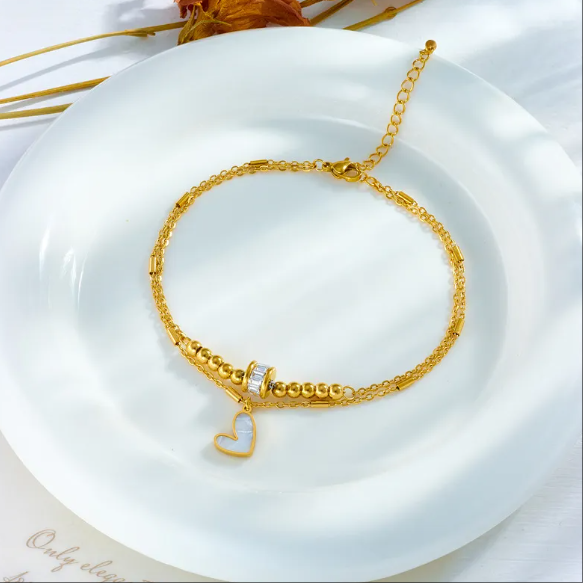 Pearl Star Anklet - Double Layer Titanium Steel Design