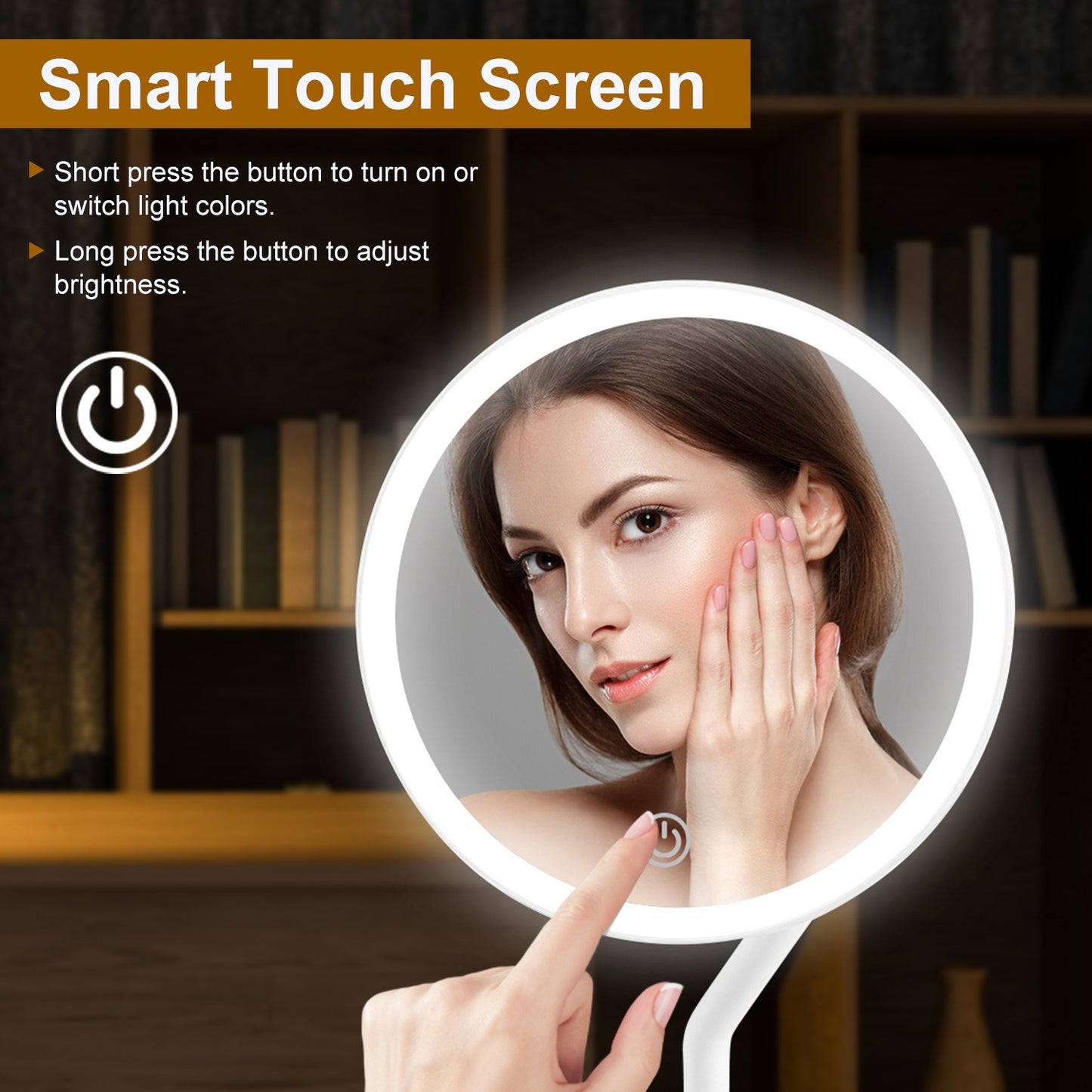 1Pc 7.48In 5X Magnifying Lighted Makeup Mirror Dimmable Magnification Mirror With Lights Lighted Vanity Mirror With 3 Light Colors