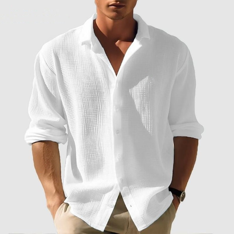 Men's Professional Business Shirt - Long Sleeve Single Breasted