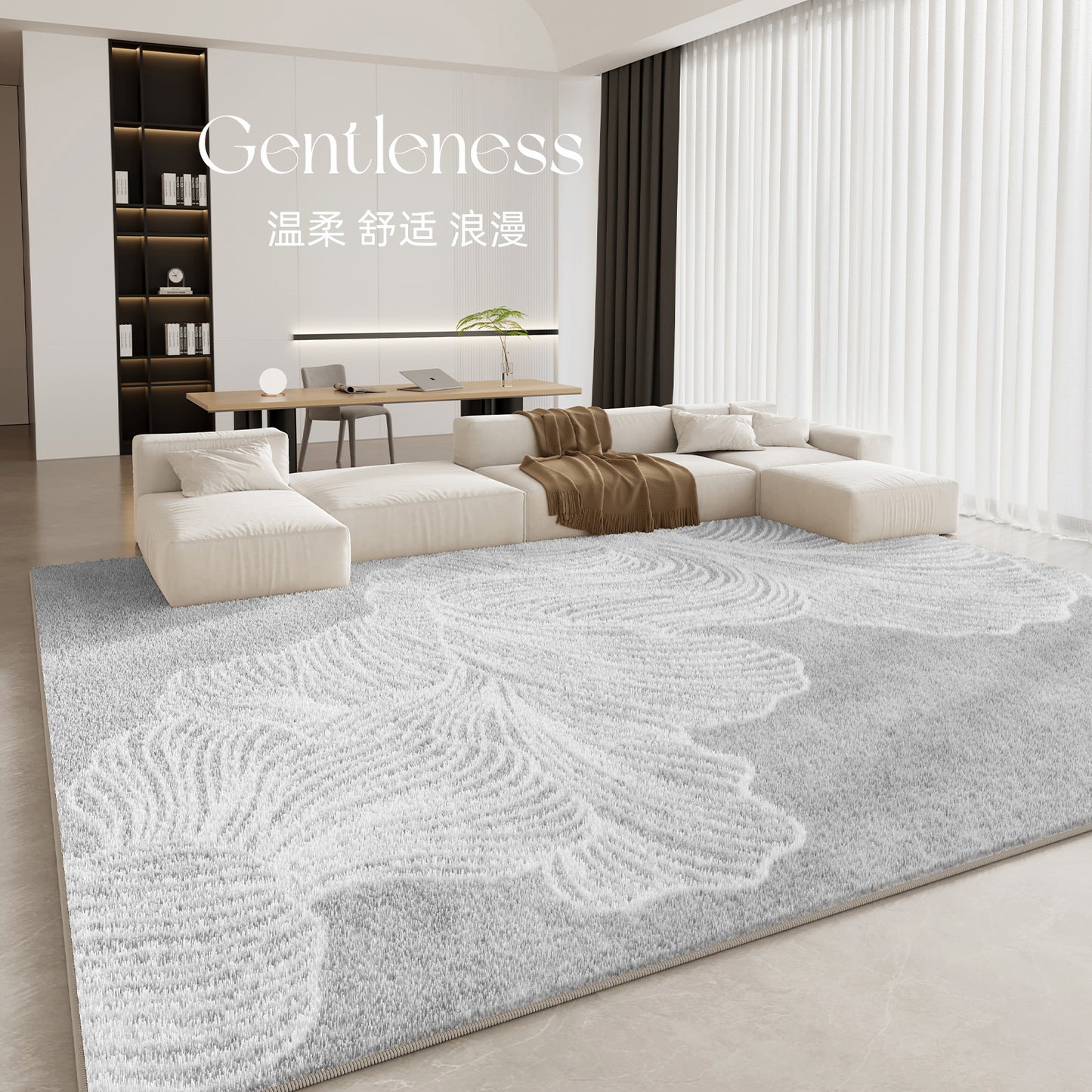 Luxury Cream Style Polyester Carpet - Cashmere-Soft Living Room Rug