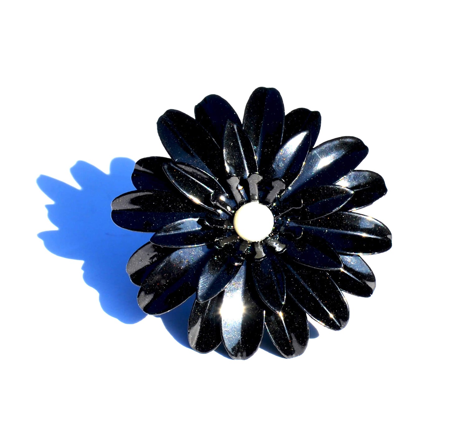 Vibhsa Lot de 4 ronds de serviette fleuris noirs