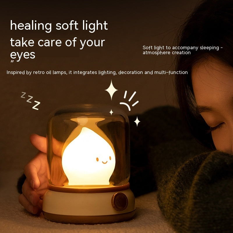 Retro Small Night Lamp - Bedroom Mini Desktop LED Cute Rechargeable Portable Cartoon Table Lamp