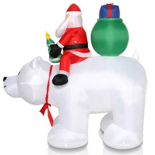 6ft Santa Claus Rides Polar Bear - 15W 7pcs LED Garden Christmas Decoration - DropOnline.co