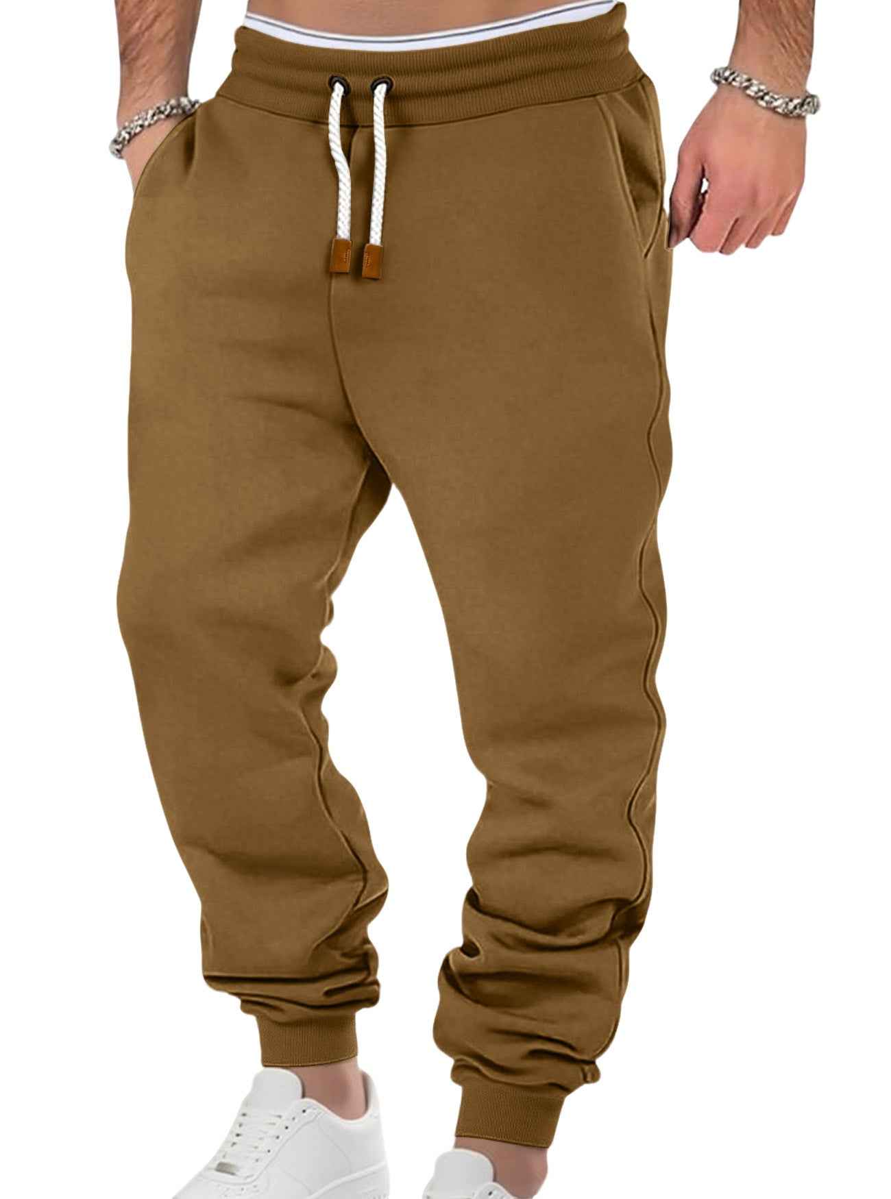 Male Solid Color Loose Cuffed Sports Casual Sweatpants