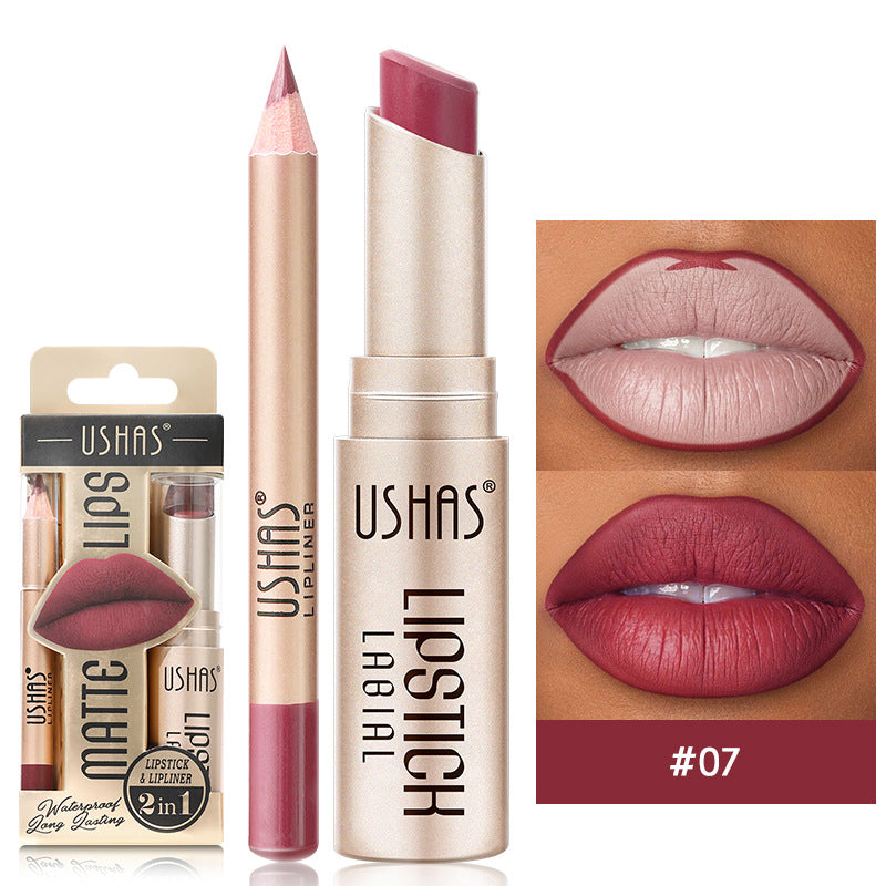 Long-Lasting Matte Lipstick & Lip Liner Set - Waterproof Non-Transfer 12 Color Collection