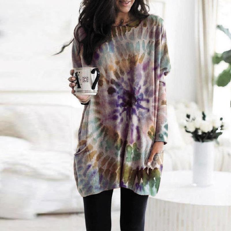 Women's Printed Spiral Batwing Sleeve Sweatshirt - Trendy Casual Top