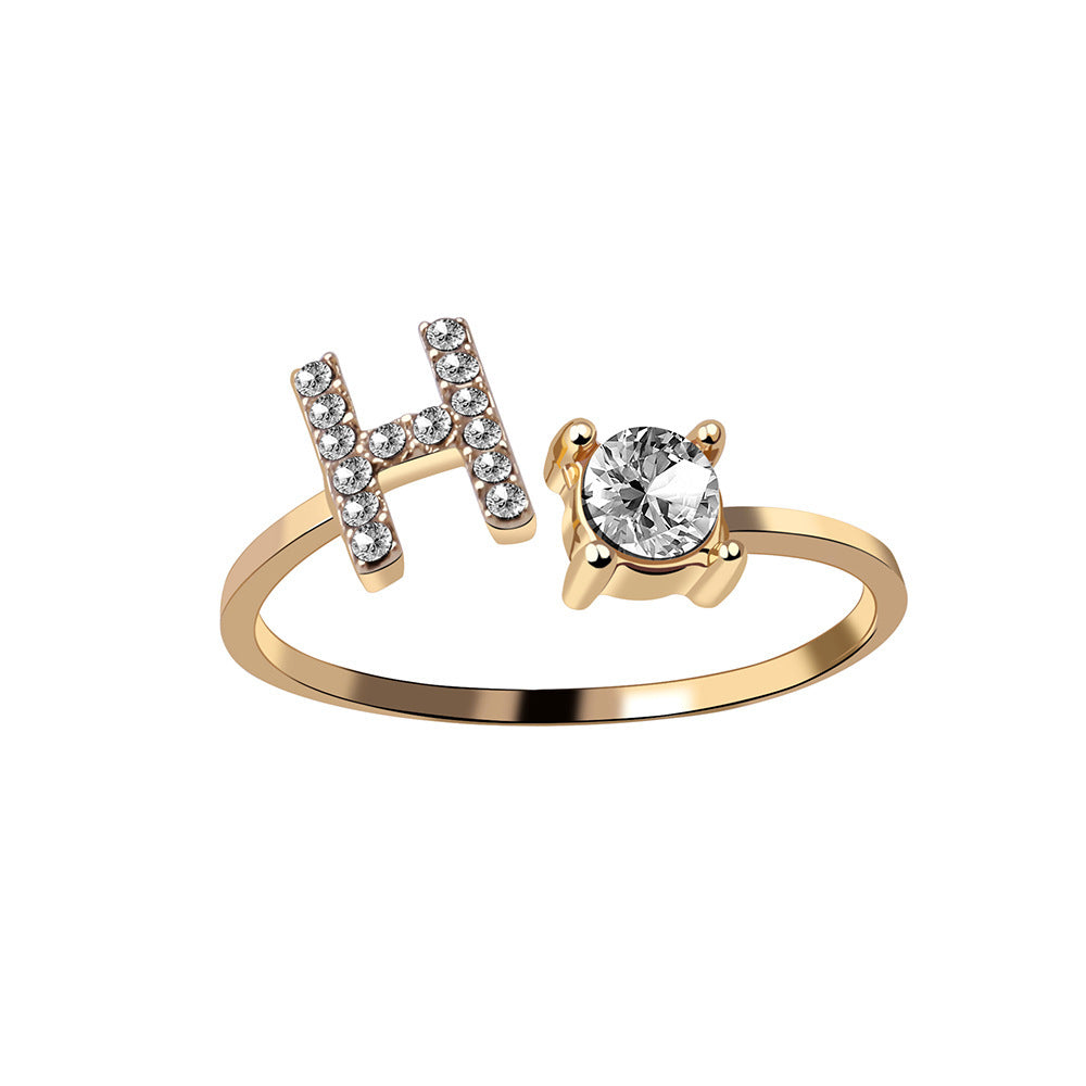 Adjustable Initial Letter Ring - Personalized Alphabet Jewelry