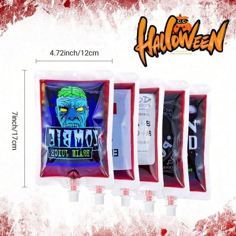 Halloween Blood Drink Bags - 21 Pack Reusable Containers with Funnels