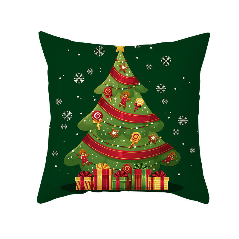 Cartoon Santa Claus Series Peach Skin Sofa Cushion Cover - Fun Christmas Holiday Decoration