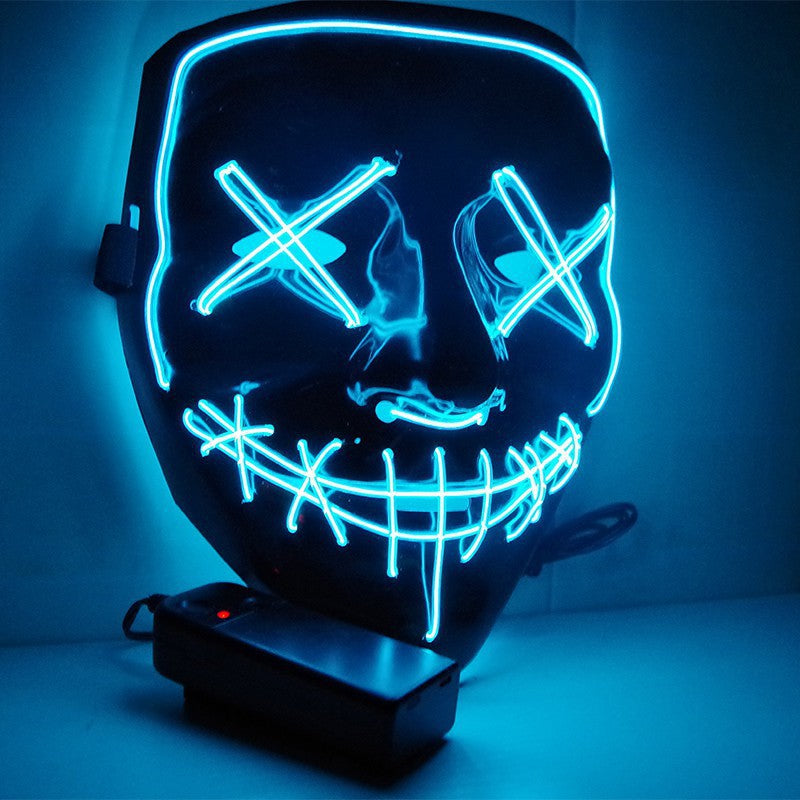 LED Glow V-Shaped Halloween Mask - Blue Light Design