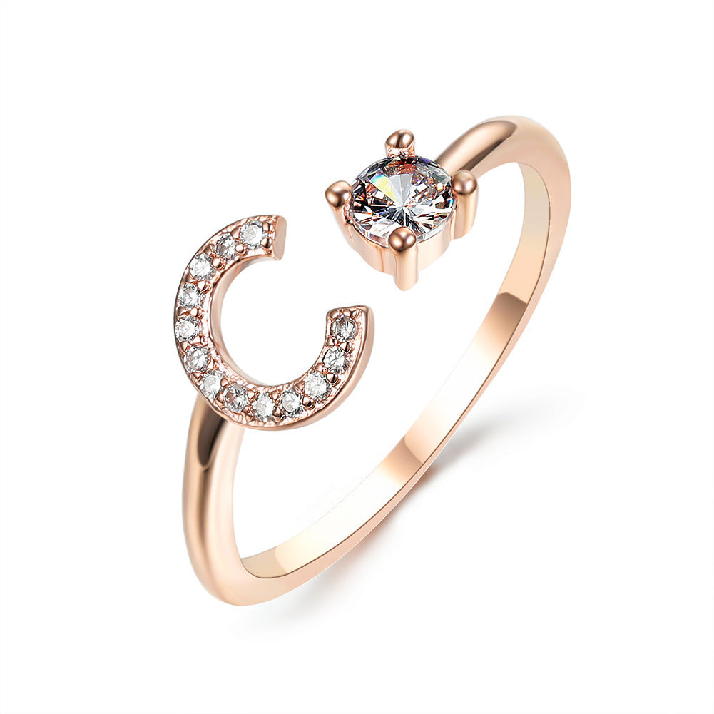 Adjustable Initial Letter Ring - Personalized Alphabet Jewelry