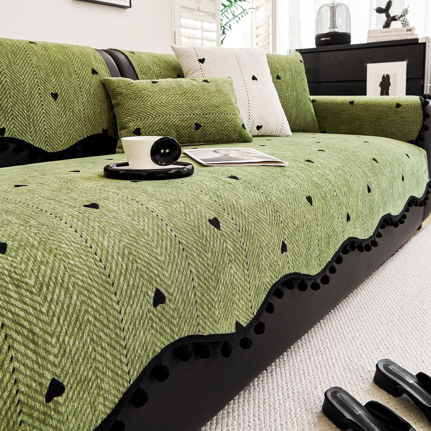 Chenille Straight-row Leather Sofa Cushion