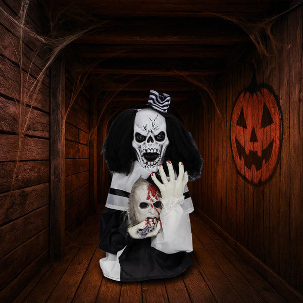 1.8ft Scary Clown Halloween Decoration - Sound-Activated Party Decor