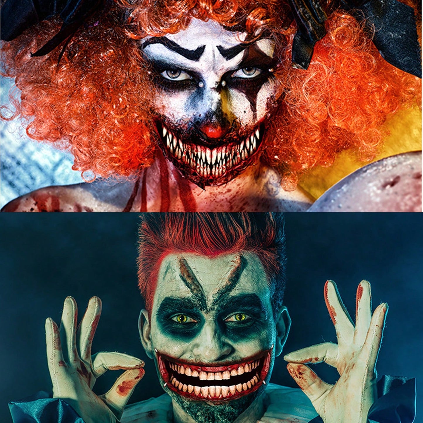 Halloween Temporary Tattoos - 18 Pcs Horror Clown Face Stickers for Cosplay Parties