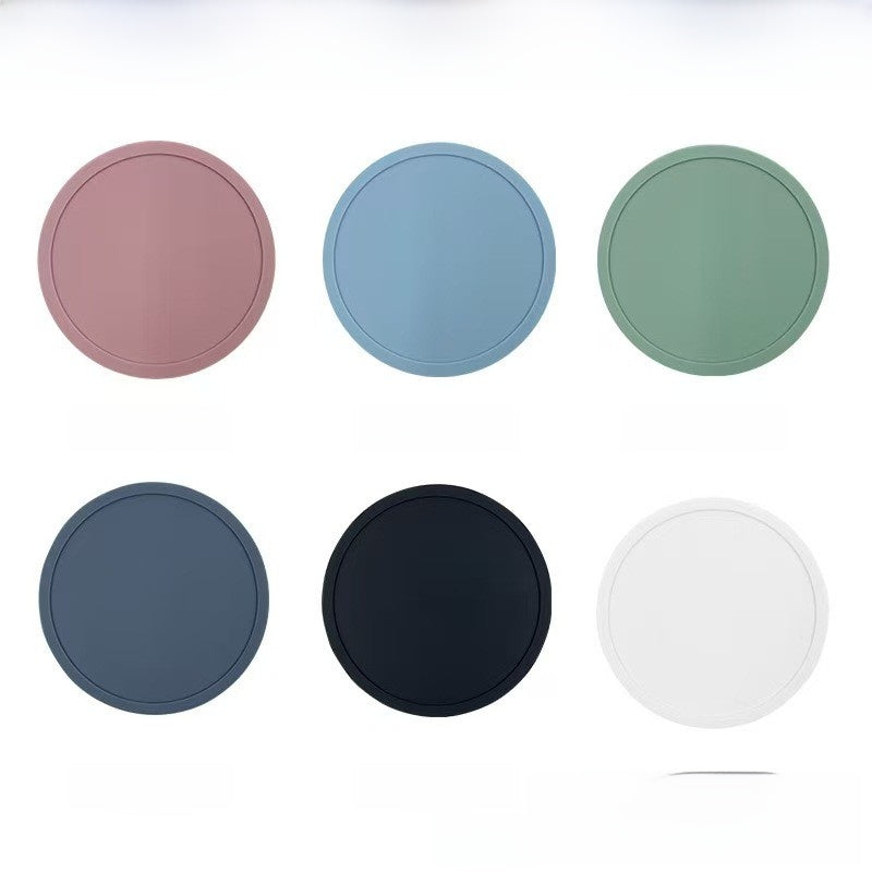 Premium Round Silicone Coasters - 10cm Black Non-Slip Set