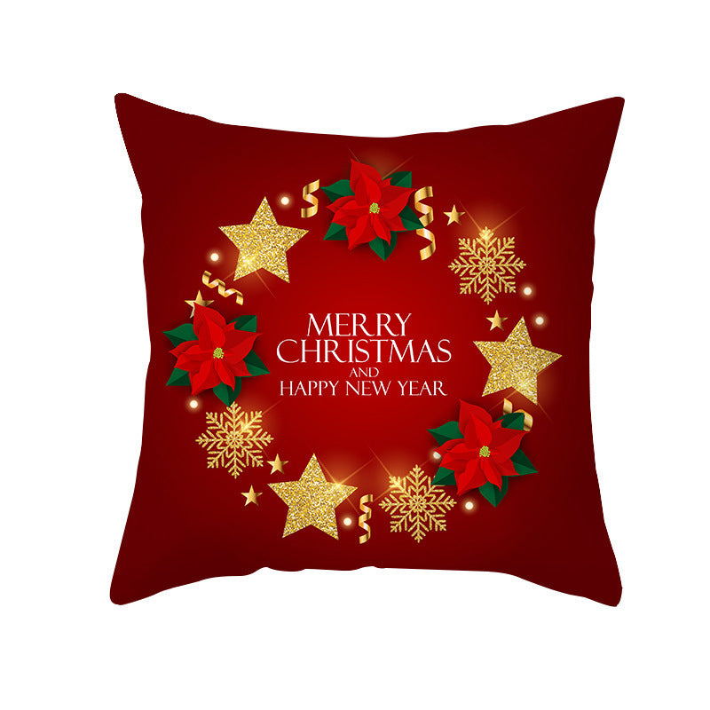 Cartoon Santa Claus Series Peach Skin Sofa Cushion Cover - Fun Christmas Holiday Decoration