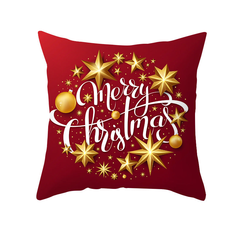 Cartoon Santa Claus Series Peach Skin Sofa Cushion Cover - Fun Christmas Holiday Decoration