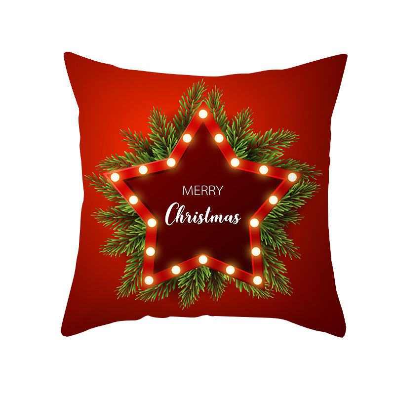 Cartoon Santa Claus Series Peach Skin Sofa Cushion Cover - Fun Christmas Holiday Decoration