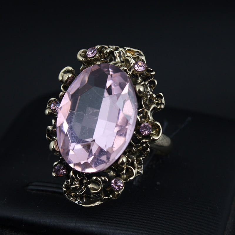Crystal Gemstone Ring - Adjustable Large Stone Statement Piece