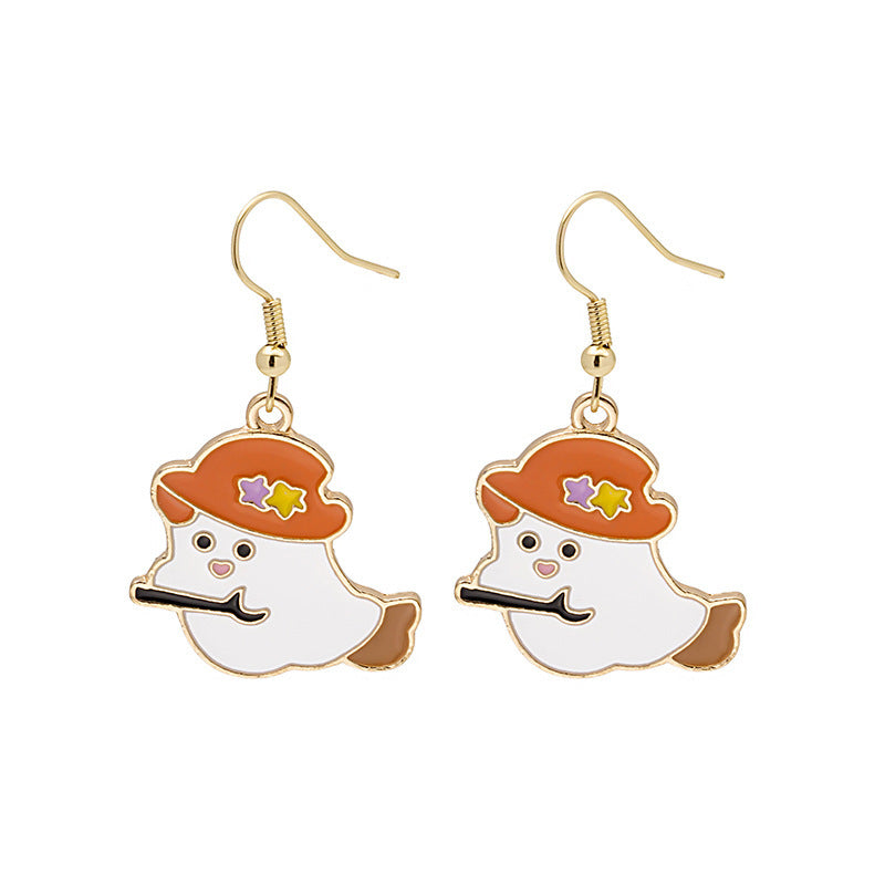 Halloween Pumpkin Earrings - Cute Spooky Oil Drop Alloy Jewelry