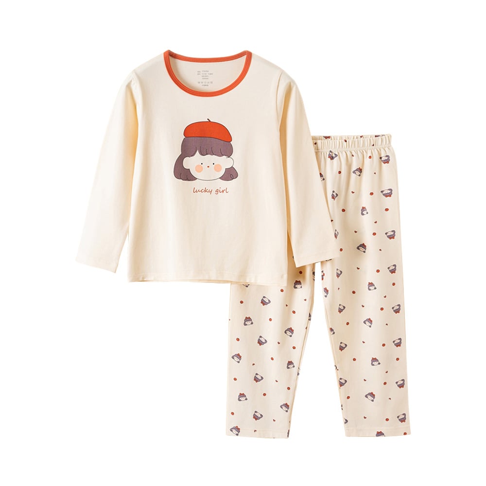 Children's Cotton Pajamas Set - Antibacterial Long Sleeve Sleepwear