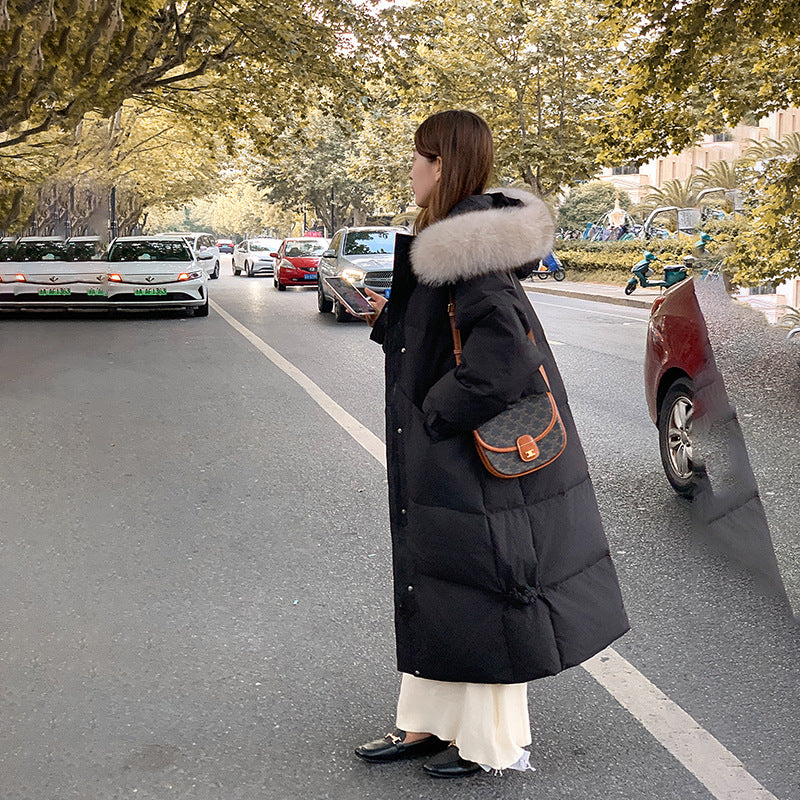 Women's Long Cotton-Padded Jacket - Knee-Length Winter Coat