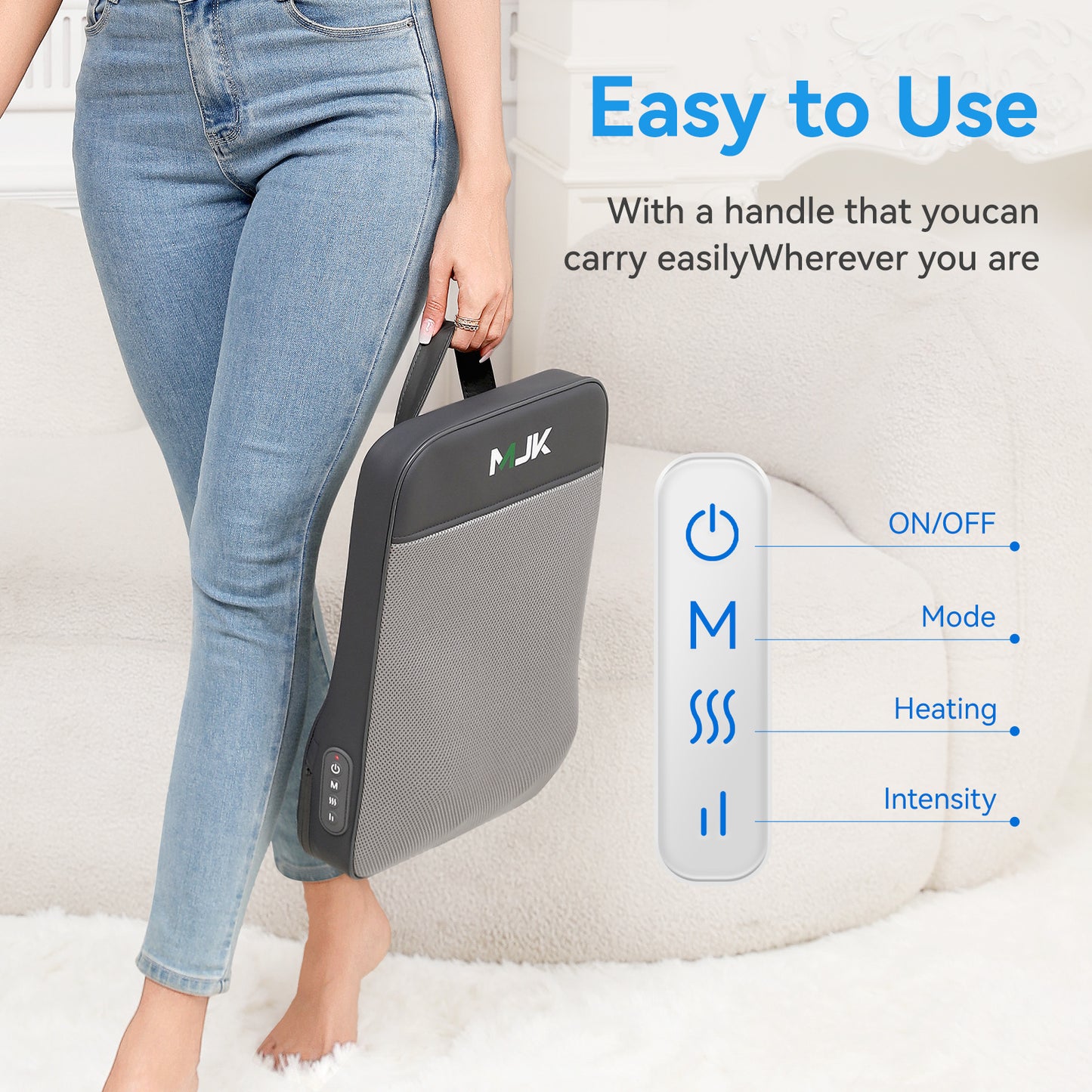 Short Walk Cushion Massager, Kneads And Heats The Waist And Back, Suitable For Office And Home Use, Portable Multi-functional Massage Device