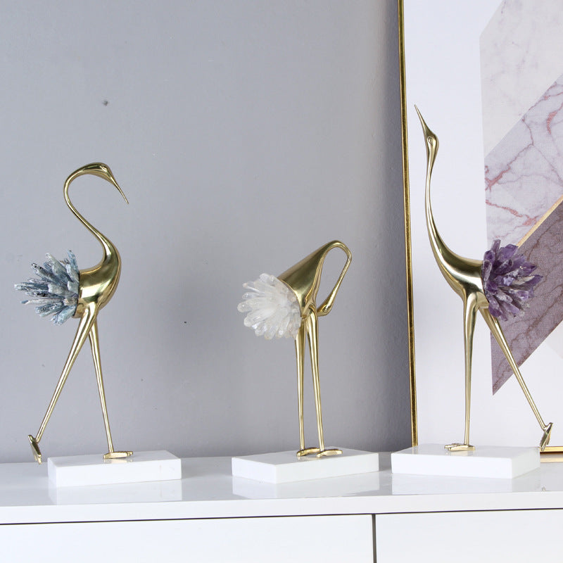 Premium Crystal Crane Home Decoration - Elegant Glass Bird Ornament