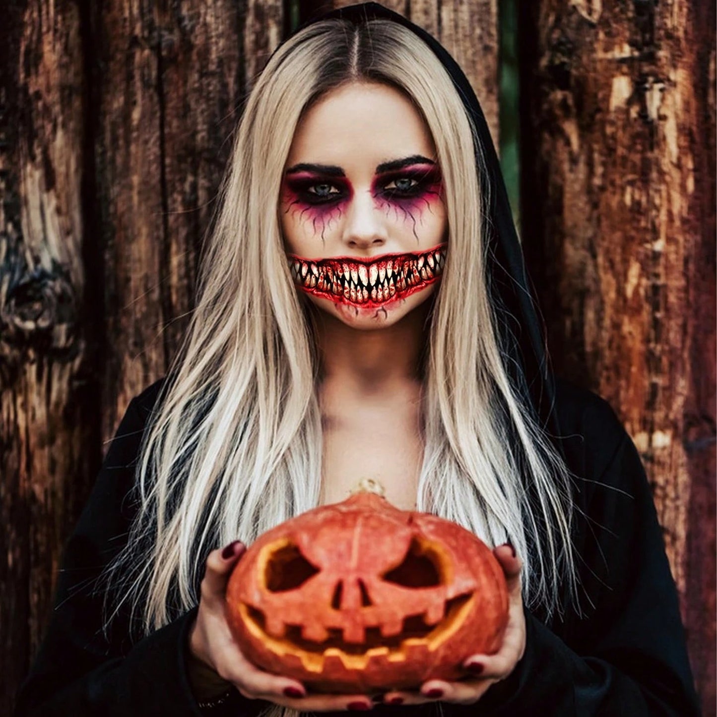 Halloween Temporary Tattoos - 18 Pcs Horror Clown Face Stickers for Cosplay Parties