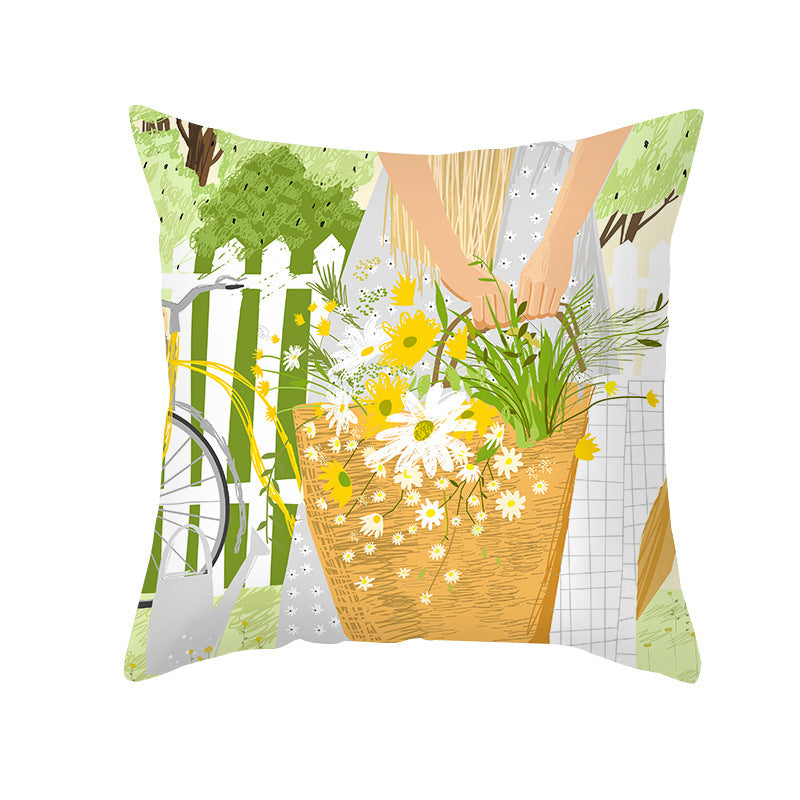 Valentine's Day Peach Skin Printed Cushion Cover - Romantic Living Room Bedroom Decoration