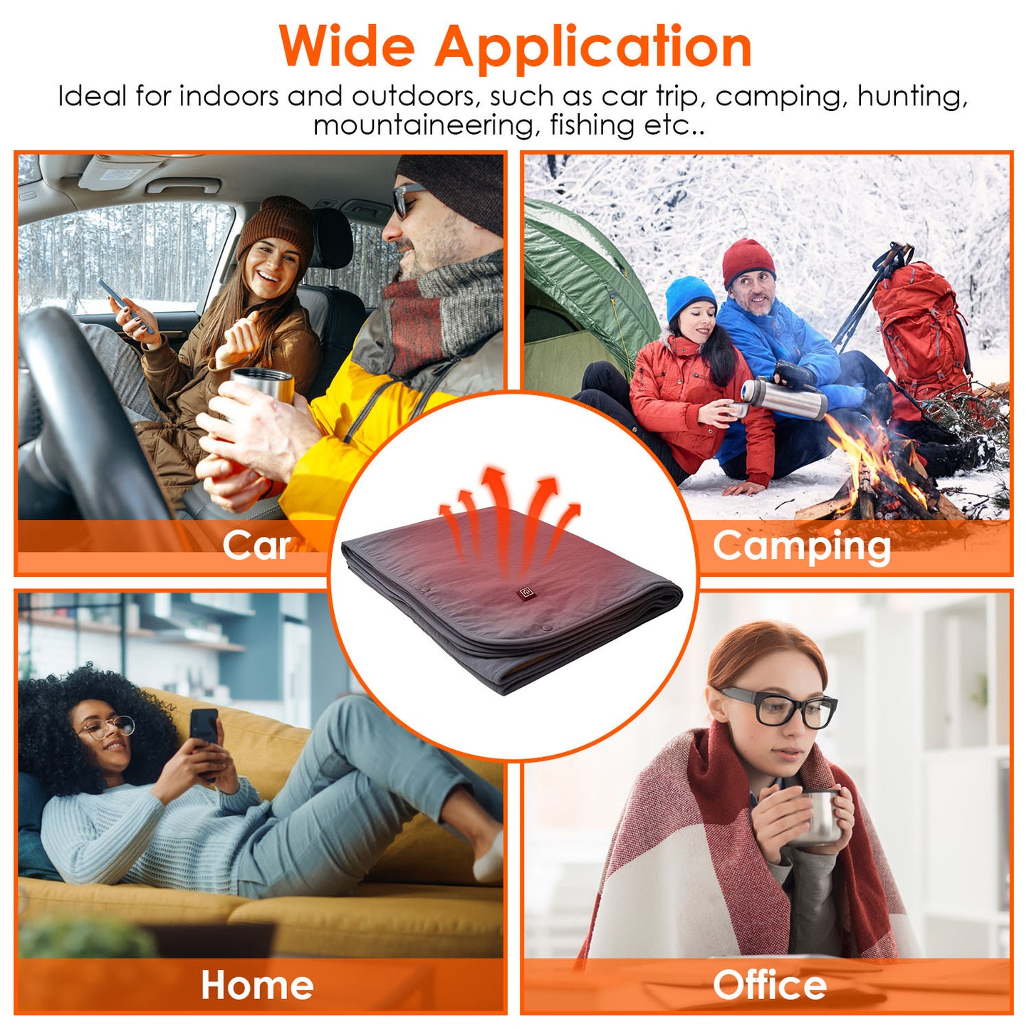 Electric Heated Throw Blanket - 53.5x37.8in Full Body Heated Shawl with 3 Heat Levels