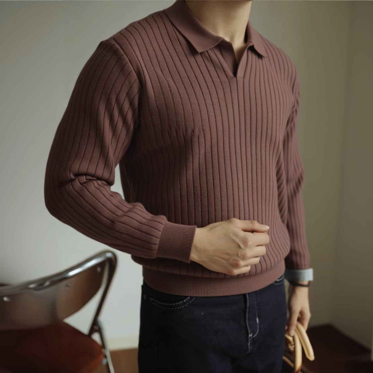 Men's Spring And Autumn Inner Wear V-neck Sweater