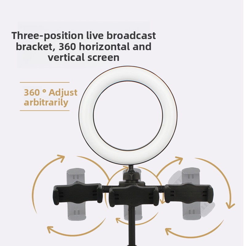 Multi-Position LED Ring Light - Professional Streaming Setup with 3 Camera Angles