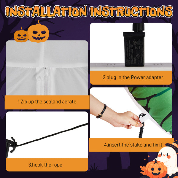 2PCS 3ft Green Eyeball Halloween Inflatables - 2 White LED Lights