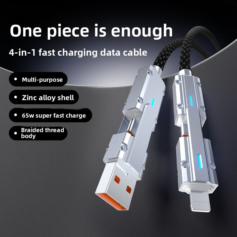 4-in-1 Multi Device Charging Cable - Universal USB-C Lightning Micro-USB Charger