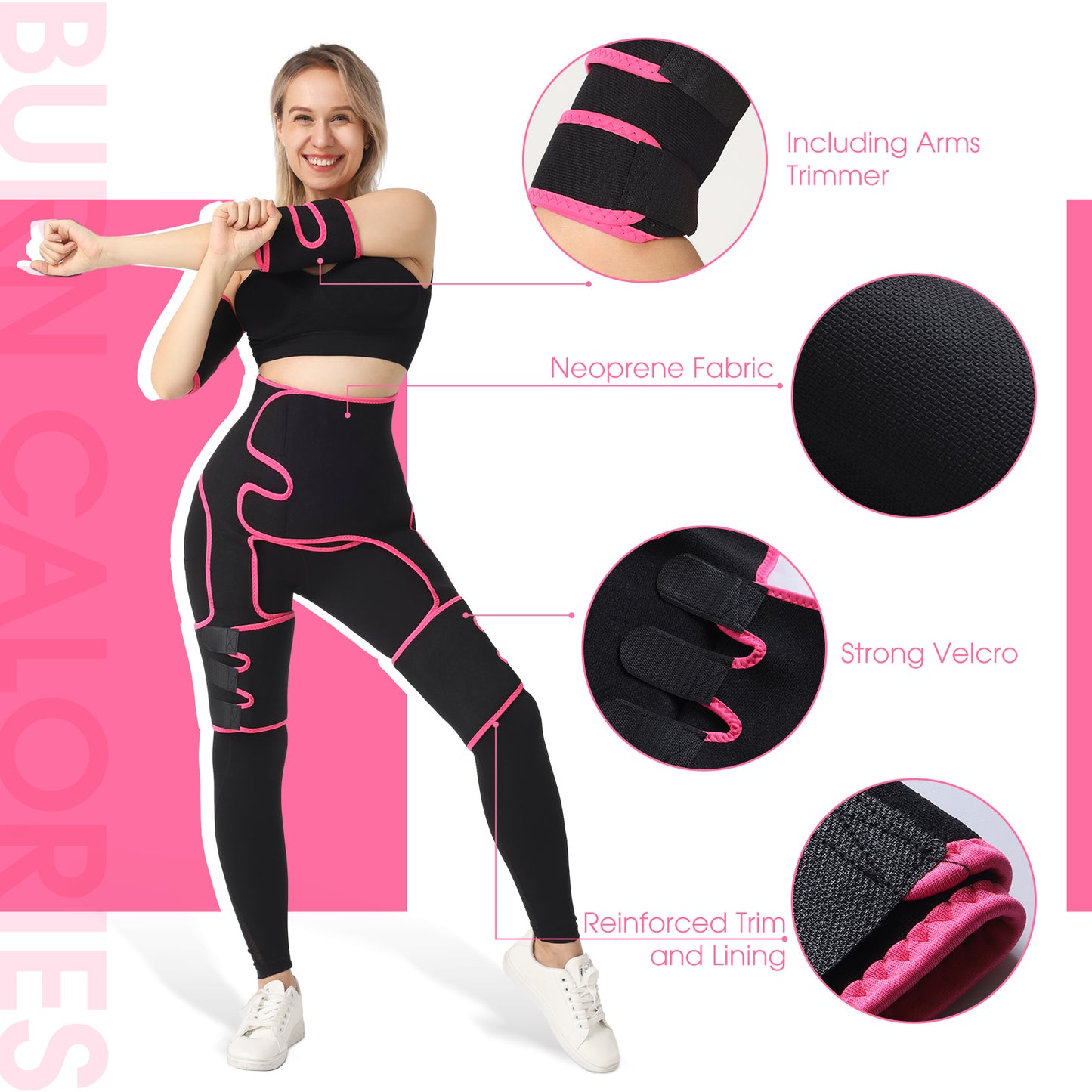 Multi-Purpose Fitness Belt Set - Waist, Arm & Thigh Training Belts