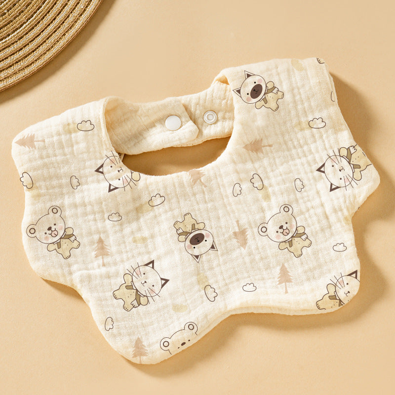 Baby Bib Set - 6-Layer Cotton Anti-Spill Round Bibs