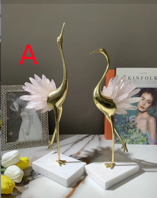 Premium Crystal Crane Home Decoration - Elegant Glass Bird Ornament