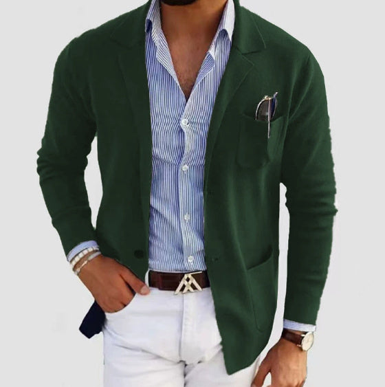 Men's Spring Leisure Printed Double Button Suit Jacket - Casual Business Blazer